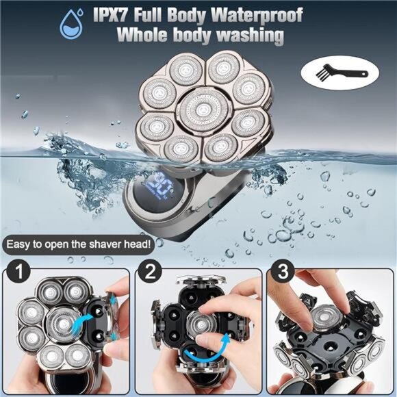 9D Electric Head Shaver for Bald Men, Upgraded 5-in-1 Head Shaver for Bald Men - Picture 3 of 7